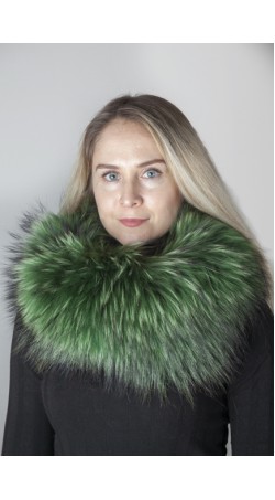 Dark green Finnraccoon  fur neck warmer